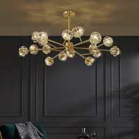 Lampe en cristal d'intérieur en cuivre post-moderne, art créatif, suspension magique en forme de haricot, lustre décoratif de luxe nordique