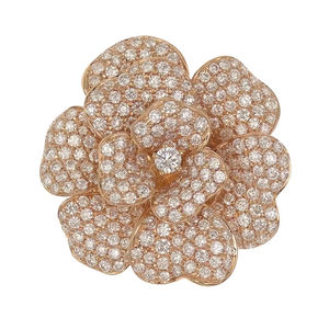 Bague en or 18 carats de haute qualité avec diamant naturel, design floral, luxe, fiançailles, fête, mariage, cadeau, bijoux exquis et tendance - Product Image 1