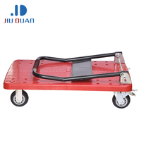 Chariot de ménage à quatre roues pliable, plateforme d'entrepôt, poignée de cargaison, chariot portable