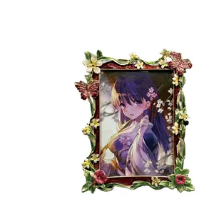 Foreign trade European flower and bird picture frame table creative enamel color metal picture frame arts and crafts decoration