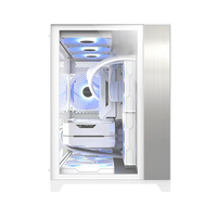 Pc gaming complet atx pc avec ventilateur verre coloré boîtier de cpu refroidi horizontal anti-poussière