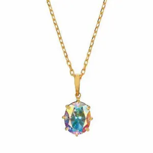 Mystic Fire Topaz Necklace Gold Plated Mystic Topaz Necklace Mini Mystic Topaz Pendant