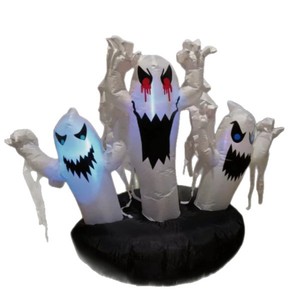Décoration Gonflable Lumineuse d'Halloween : Fantôme Blanc et Citrouille pour Fêtes en Extérieur et Jardins - Product Image 6