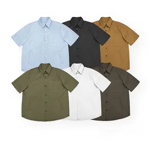 Heren Vintage Japan Outdoor Streetwear Mode Losse Korte Mouwen Shirt Heren Katoen Vrijetijdskleding Cargo Shirts Blouse