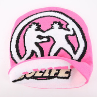 Bonnet tricoté en acrylique unisexe avec logo personnalisé Bonnet d'hiver chaud pour le ski Bonnet Jacquard réversible avec tête de mort
