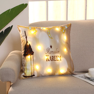 Housse de coussin LED Ramadan Kareem, taie d'oreiller décorative pour mosquée musulmane, fournitures de fête, <span class=keywords><strong>cadeau</strong></span> Eid Mubarak avec décorations coraniques - Product Image 3