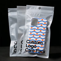 Sacs de téléphone portables en plastique transparent refermables avec trou de suspension, étui de téléphone étanche, pochette avec logo, emballage givré