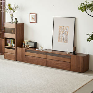 خزانة تلفزيون بتصميم بسيط مع وصلات مورتيس-أند-تينون، مصنوعة من خشب الجوز الأسود الأمريكي الصلب - Product Image 3