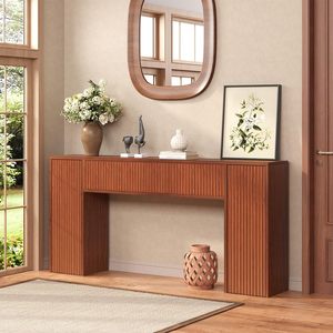 <span class=keywords><strong>Console</strong></span> de Rangement à 2 Tiroirs, Design Fluted Style Ferme, Plateau en Bois Composite, Durable et Écologique, Idéale pour Chambre, Villa, Hôtel, <span class=keywords><strong>Entrée</strong></span>, Couloir - Product Image 3