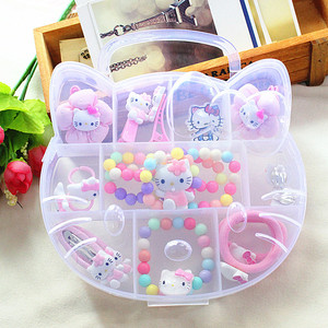 Bộ Phụ Kiện Đầu Thiết Kế Mới Với Nơ Ruy Băng Kitty Và Hộp Nhựa Cho Bé Gái - Product Image 1