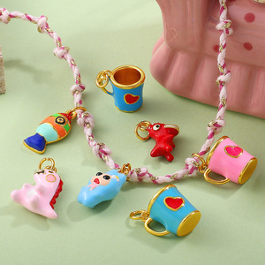 Tierra de las Maravillas Kawaii |   Dijes de Latón Chapado en Oro de 18K con Esmalte Colorido y Diseños de Dibujos Animados para Creación de Joyería DIY |   Colgantes para Niños - Product Image 4