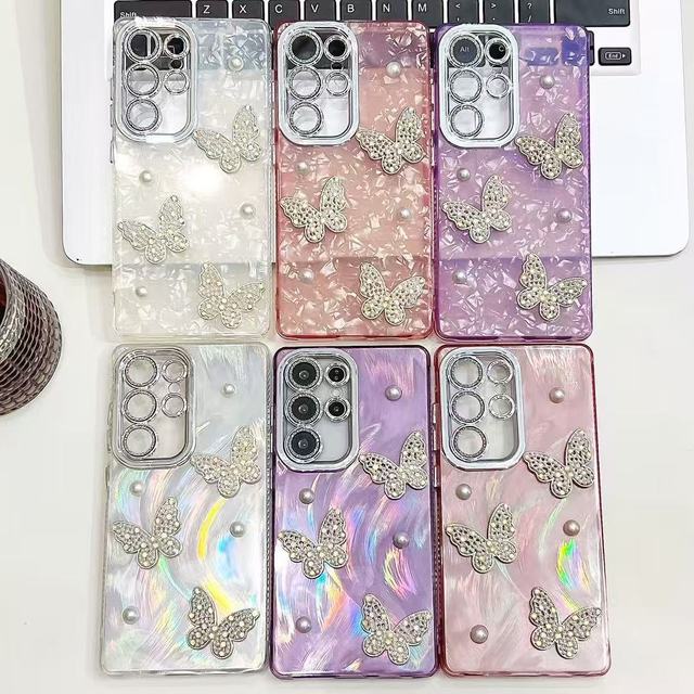 Electroplated Glitter Bow Phone Case for Samsung S25 Ultra S24 S22 A55 A35 A25 Phone Case for iphone 16 15 14 phone accessories