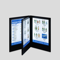 WisdomTimes Porte-menu classique style livre avec rétroéclairage LED en PU+acrylique, présentoir de factures pour restaurant, bar, boîte de nuit