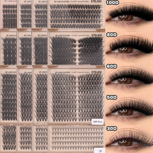 Kit d'extension de cils en gros 30P 40P 60P 100P 200P DIY, cils en grappe longueurs mixtes <span class=keywords><strong>10</strong></span>-18mm, courbure D, logo personnalisé, style 3D volumineux - Product Image 5