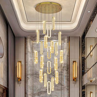 Lustre suspendu moderne de luxe en cristal K9, capsule ovale, pour hall de villa, escalier, grande suspension décorative pour hôtel