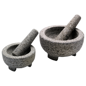 Personalizado <span class=keywords><strong>piedra</strong></span> natural de gran tamaño 15*8cm granito <span class=keywords><strong>Molcajete</strong></span> OEM mortero y mortero conjunto para golpear - Product Image 2