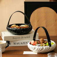 Nouveau Panier de Rangement Portable en Céramique Créatif pour Fruits et Bonbons, avec Compartiments pour Fruits et Légumes, Idéal pour la Maison