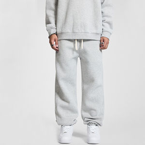 กางเกงลำลองผ้าฟลีซ350 GSM สำหรับผู้ชายกางเกงผ้าคอตตอนสไตล์อเมริกันกางเกงไม่มีซับในเอวทรงหลวม - Product Image 2