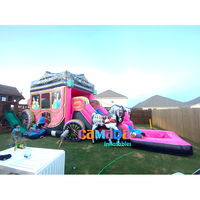 Château gonflable commercial, carrosse de princesse, château gonflable combiné avec toboggan aquatique