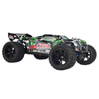 Voiture RC électrique 4x4 1/8 avec châssis métallique, télécommande, grandes roues tout-terrain, barre anti-roulis et éclairage LED
