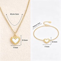 Ensemble de bijoux classique en forme de cœur, 3 en 1, en acier inoxydable, argent, or, boucles d'oreilles, collier, bracelet, cadeau d'anniversaire pour femmes, saint-valentin