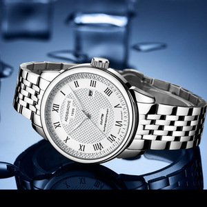 Reloj Ada Lillock para hombre, correa de acero inoxidable, reloj de cuarzo automático, resistente al agua, con calendario y esfera grande - Product Image 3