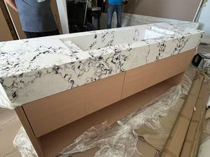 Dark <span class=keywords><strong>grey</strong></span> nhân tạo <span class=keywords><strong>Quartz</strong></span> slab 3D hiện đại Panel tường cho tủ bếp đảo bề mặt rắn <span class=keywords><strong>Countertop</strong></span> thiết kế lớn slab - Product Image 6