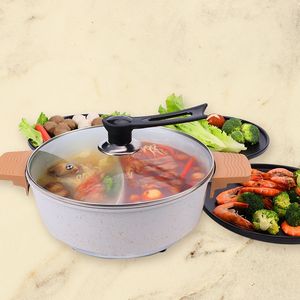 The Rock Meilleur <span class=keywords><strong>Wok</strong></span> à utiliser sur une cuisinière électrique Aluminium Blanc OEM HOT Pot Verre trempé Rond PF Ménage Stamping Lazy Noodle Pot - Product Image 2