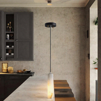 Suspension cylindrique minimaliste en ciment à hauteur réglable pour bar, bureau, salle à manger - Lampe LED de taille moyenne