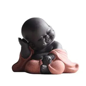 2,8 ''Zoll High -Tiny Cute Buddha Statue Mönch Figur Klassische chinesische zarte Keramik Kunst handwerk Tee Zubehör