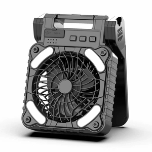 Ventilador Solar para Acampar al Aire Libre de 5200 mAh con Cargador de Teléfono Plegable, Lámpara de Pie, Banco de Energía, Carga Solar de Cuatro Velocidades para Acampar - Product Image 2