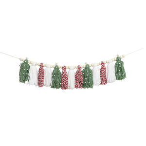 Fournitures de fête de noël vert <span class=keywords><strong>rouge</strong></span> Boho fil gland <span class=keywords><strong>guirlande</strong></span> fête d'<span class=keywords><strong>anniversaire</strong></span> décor bois perle gland <span class=keywords><strong>guirlande</strong></span> - Product Image 4