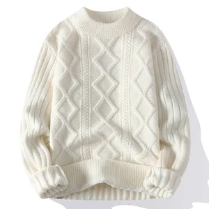 ANSZKTN 데이터 폭발 새로운 겨울 두꺼운 남성 트렌드 크루 넥 스웨터 바닥 스웨터 거친 스웨터
