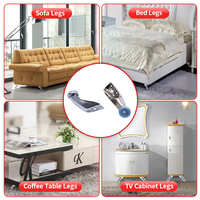 Pata de Mueble Curva de Metal XUDAN con Acabado Brillante, Placa de Montaje Multitalles, Pie Protector para Sofá, Gabinete, Cama, OEM, ODM, Personalizado