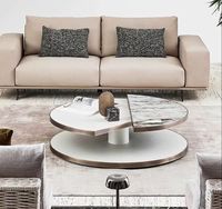 Table basse en marbre de luxe italien, design moderne, pour villa, salon, table à thé ronde haut de gamme à double niveau