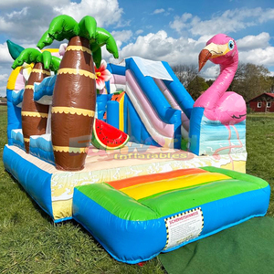 Castillo inflable comercial con tobogán, diseño de flamenco, para niños. - Product Image 2