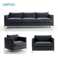 Chaise de canapé d'attente de bureau en cuir noir confortable personnalisable en usine ensemble modulaire de conception moderne pour l'application scolaire
