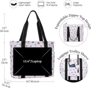Borsa Tote da Donna con Scomparto per Laptop e Portabicchieri, Motivo Navi, in Nylon, 16x6.5x13 Pollici, per Lavoro, Viaggi, Palestra, Spiaggia, Insegnanti, Scuola, Mamme - Product Image 3