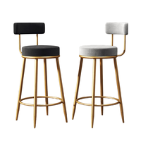 Tabouret de bar commercial moderne en tissu velours PU avec structure métallique, mobilier de bar nordique minimaliste pour la maison, luxueux, doré, pour salon