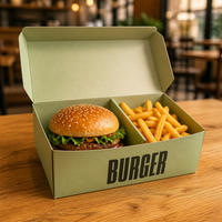 Logo personnalisé pour l'emballage alimentaire des restaurants, boîte jetable pour combo burger et frites de restauration rapide