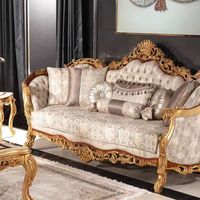 Canapé européen en bois massif sculpté Villa française de luxe Meubles de salon Fauteuil en tissu pour la maison Chaise d'appoint