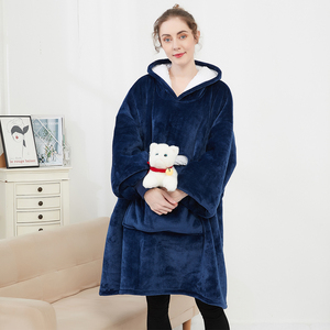 Áo Nỉ <span class=keywords><strong>Sherpa</strong></span> Có Túi Khổng Lồ Màu Trơn Ngoại Cỡ Ấm Áp Tùy Chỉnh Từ Nhà Máy Áo Khoác Có Mũ Trùm TV Người Lớn Bán Sỉ Có Tay Áo - Product Image 3