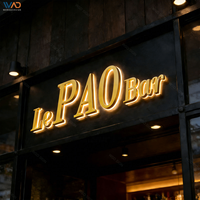 Enseigne de bar rétroéclairée par LED murale, lettres métalliques flottantes 3D pour bar à domicile, pub, club de whisky, vie nocturne, enseigne rétroéclairée d'ambiance