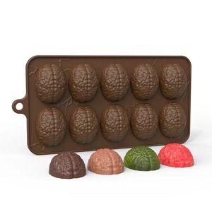 Brain-Shaped Chocolate Mold 10 Cavity Food Grade Silicone Baking Cake Mold Halloween Pudding Candy Mold - Product Image 2