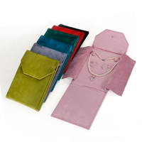 Pochette de rangement pour bijoux en velours perlé, sac de présentation à rabat pour boucles d'oreilles, bagues et pendentifs.