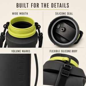 Bouteille d'eau pliable en silicone 2L, qualité alimentaire, sans BPA, anti-fuite, avec paille, couvercle à bec verseur, sangle d'épaule, logo personnalisé, usine OEM - Product Image 5