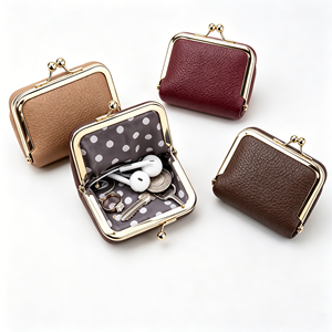 Monederos de cuero con cierre de beso al por mayor, almacenamiento portátil multiusos para monedas, auriculares, anillos, llaves y embalaje de lápiz labial - Product Image 4