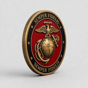 Moneda de desafío personalizada del Cuerpo de Marines SEMPER FIDELIS, bronce antiguo, oro, esmalte rojo, <span class=keywords><strong>EGA</strong></span>, águila, globo, ancla, fundición a presión, impresión UV - Product Image 2