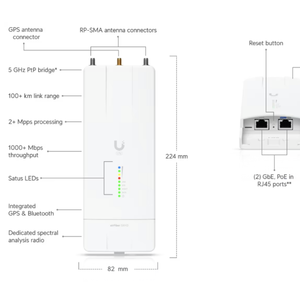 เราเตอร์ไร้สาย Mikrotik AirFiber 5XHD พร้อม WEP & QoS ป้องกันสภาพอากาศ IP67 แบบดูอัลแบนด์ 2.4G/5G รุ่น US-ยี่ห้อ AF-5XHD - Product Image 2