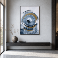 Peintures murales sur toile abstraites modernes bleues et dorées, impressions minimalistes pour la décoration du salon